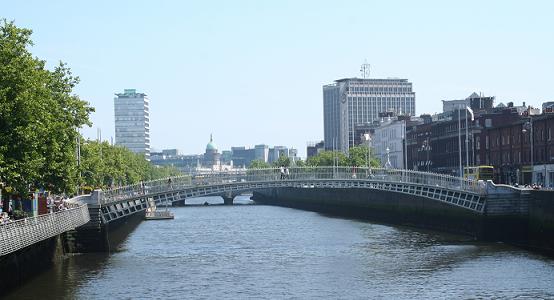View of Dublin down the Liffey.